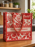 Tangerine Jute Bag - Vintage Floral Series