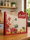 Red Jute Bag - floral Series