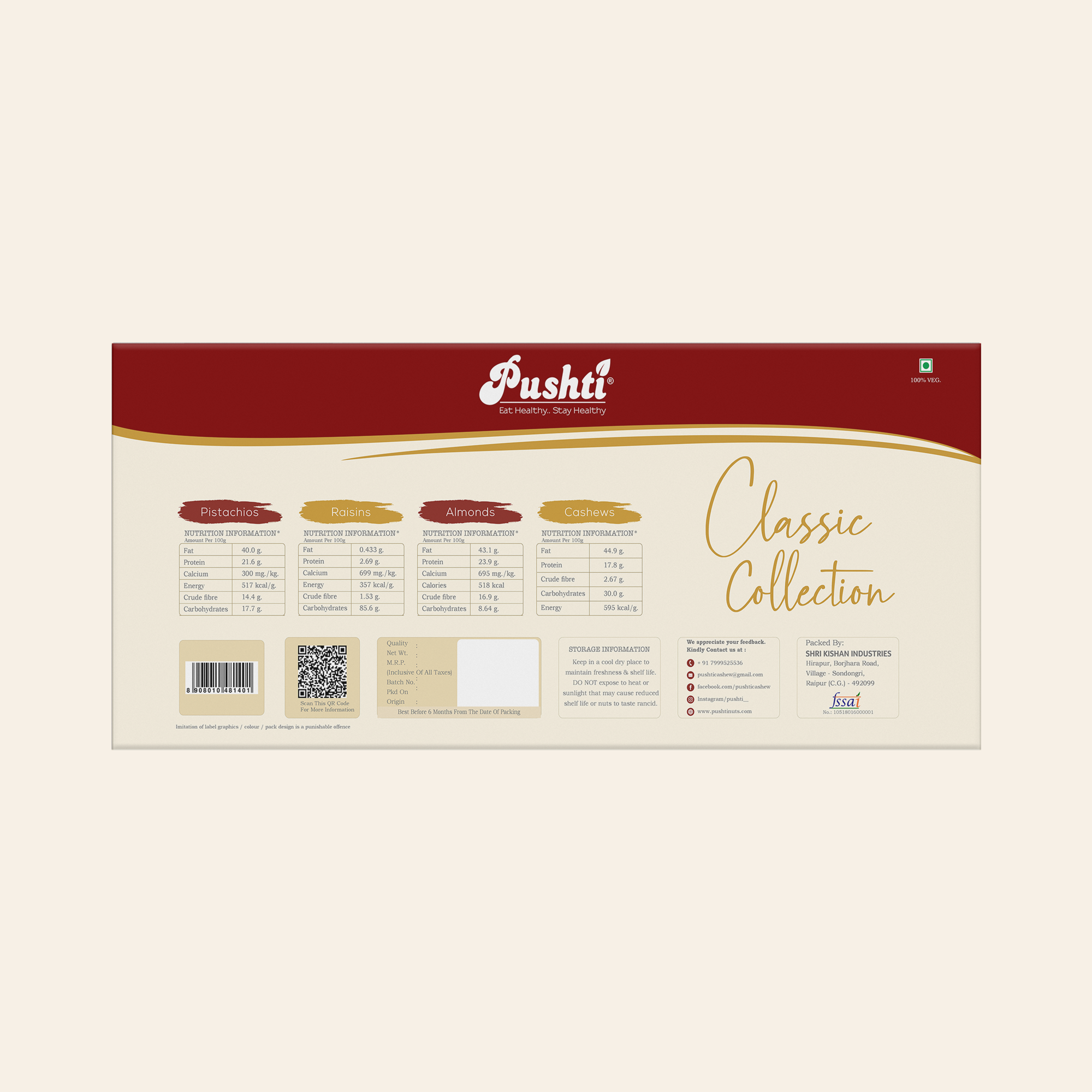 CASHEW NUTS, ALMONDS, PISTACHIOS & RAISINS