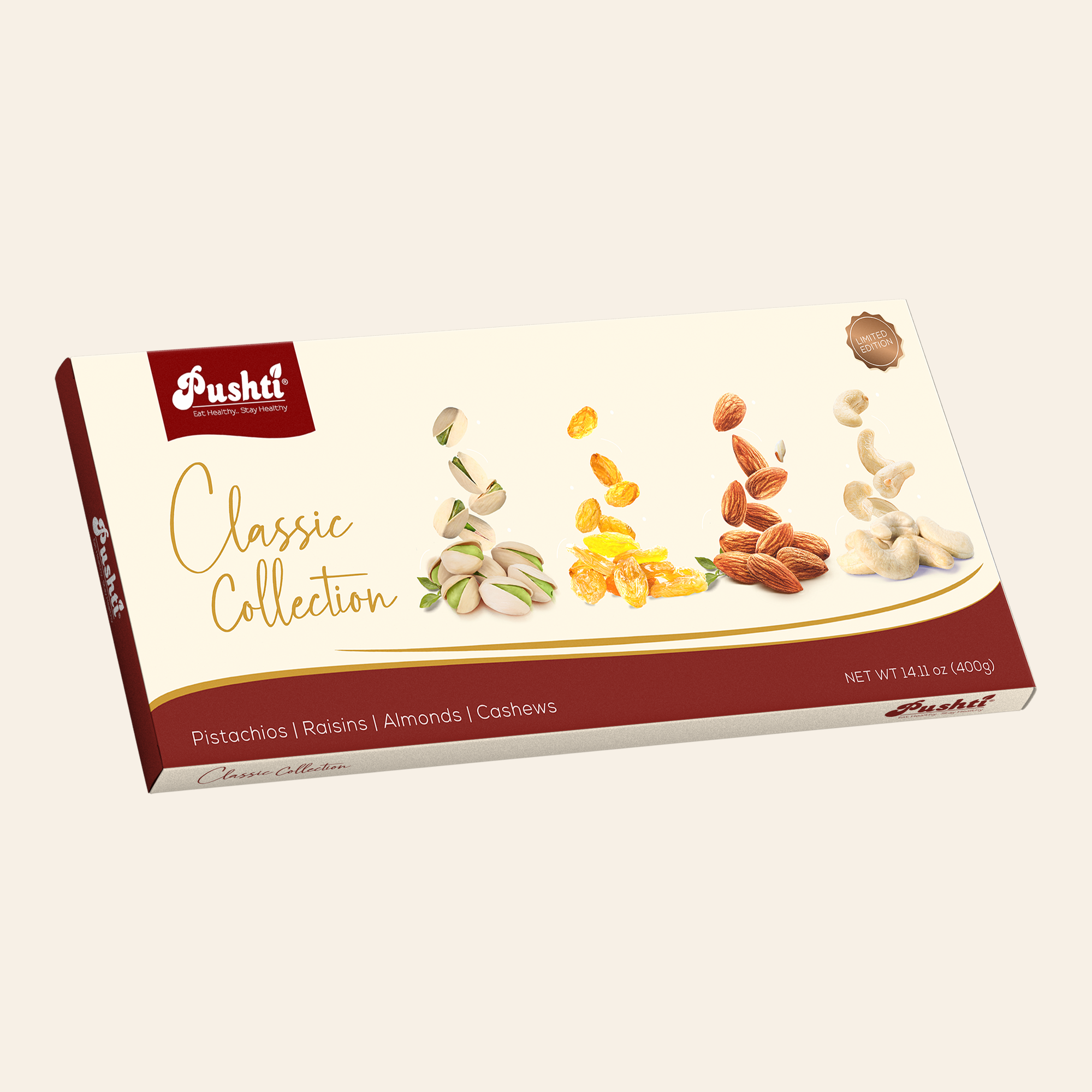 CASHEW NUTS, ALMONDS, PISTACHIOS & RAISINS