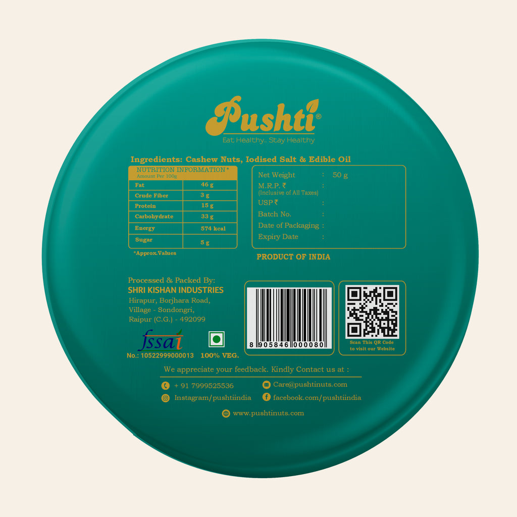 SALTED CASHEW NUTS TIN 50g