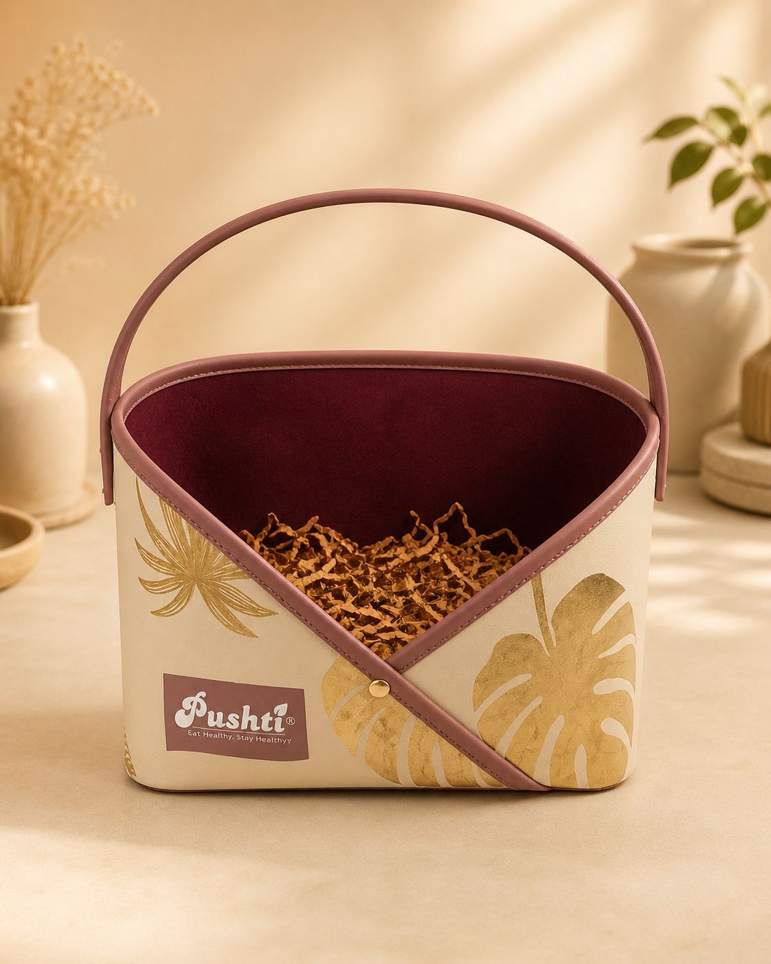 MAROON TROPICAL BASKET
