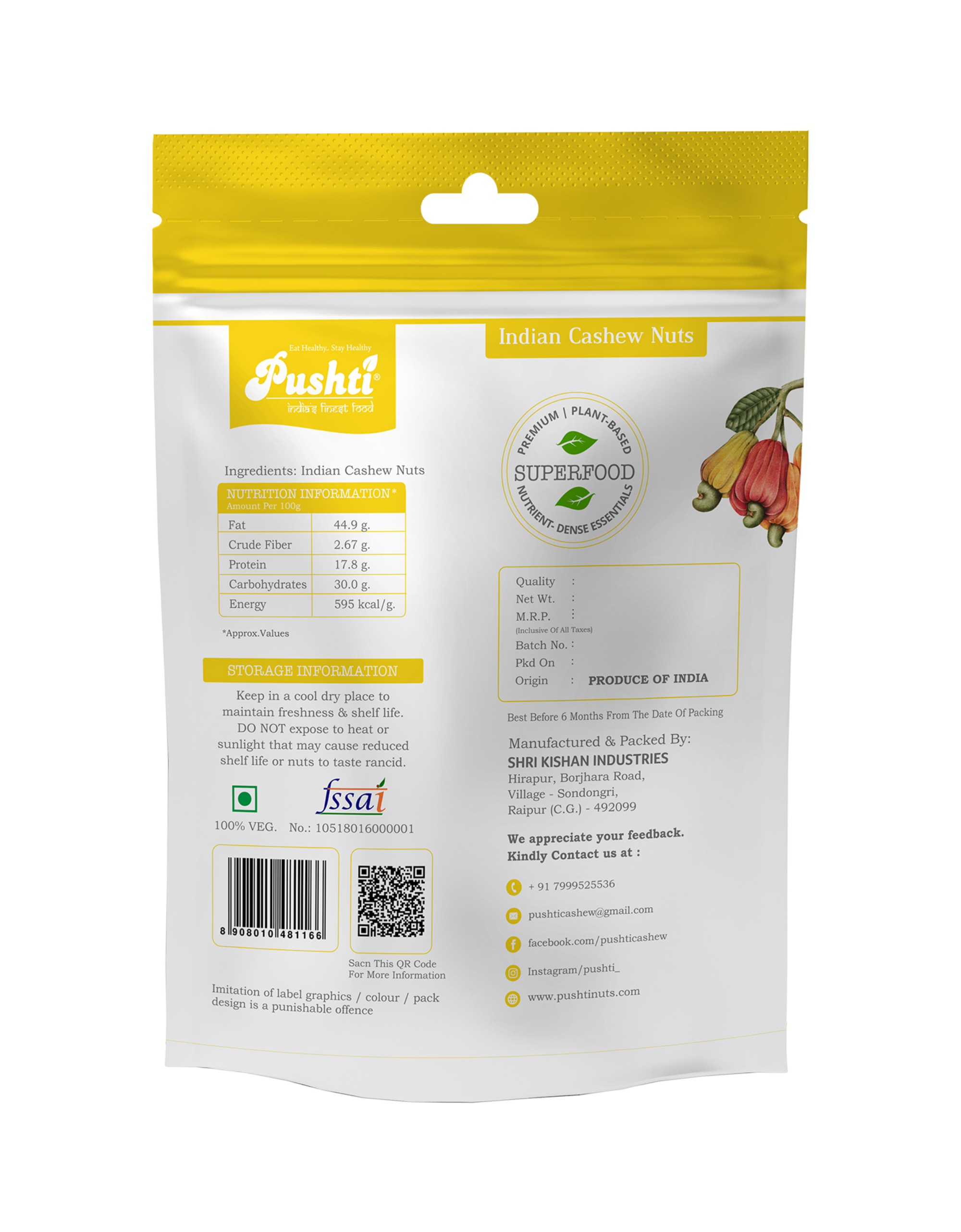 CASHEW NUTS 100 GRAMS