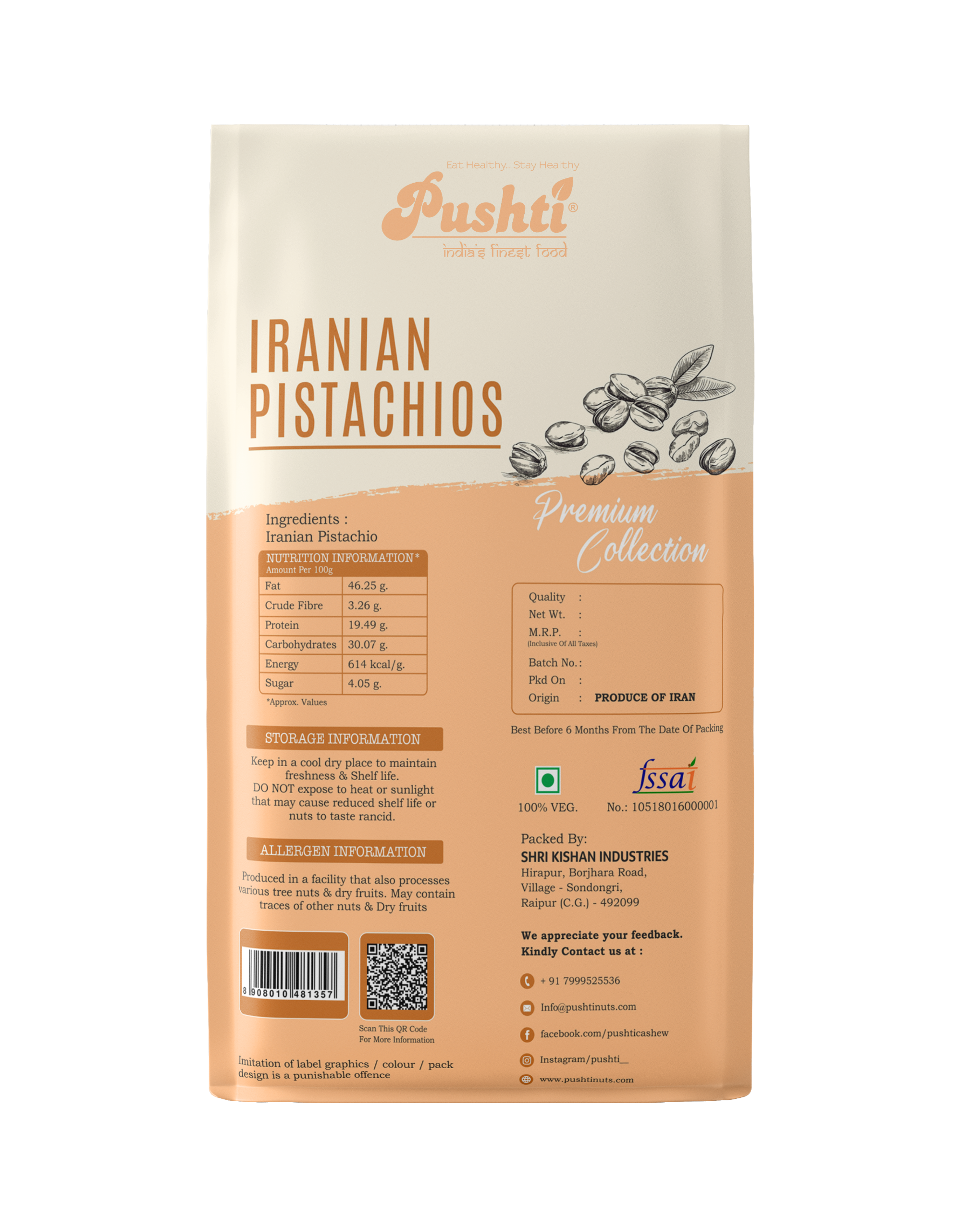 IRANIAN PISTACHIOS 200G