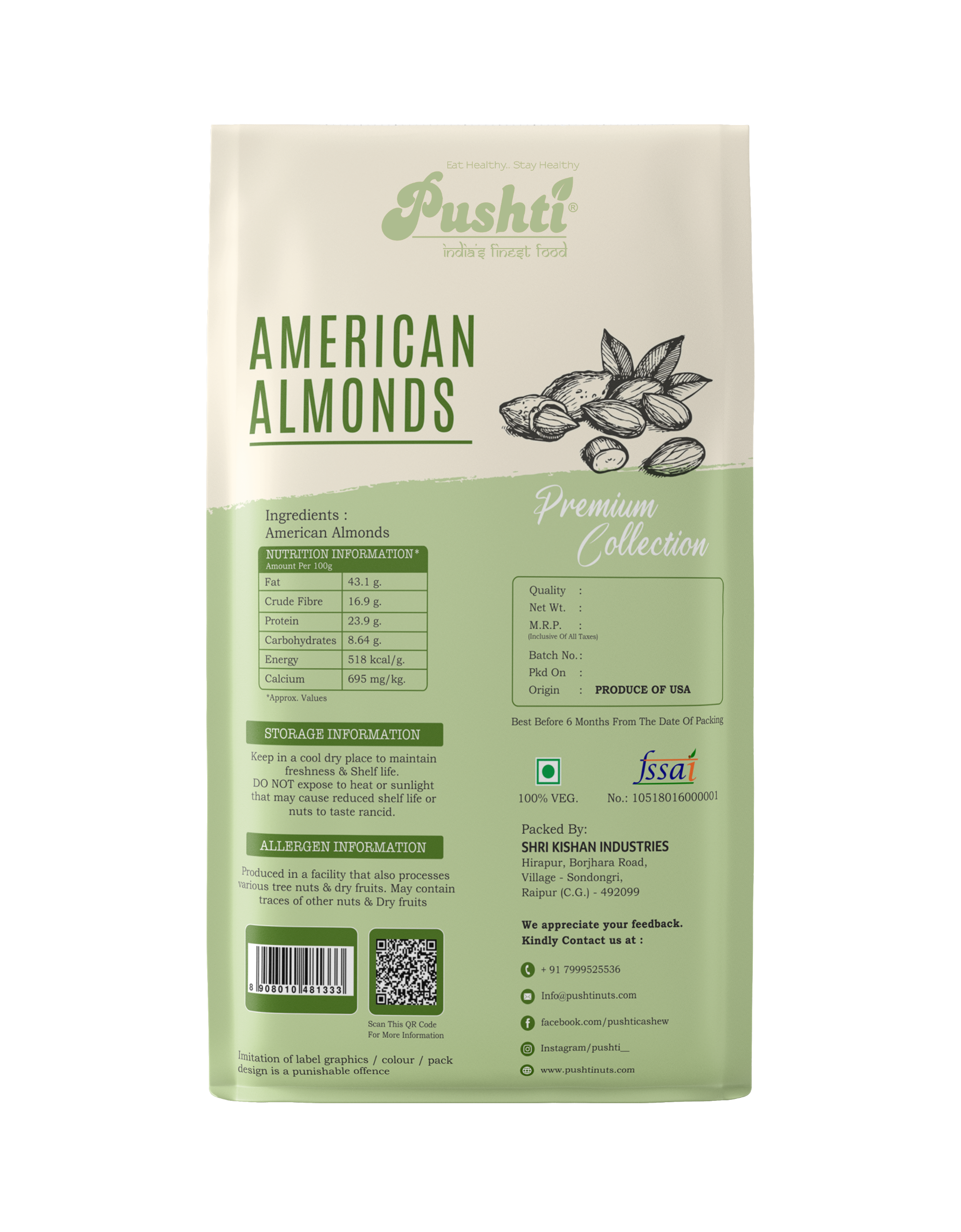 AMERICAN ALMOND 200G